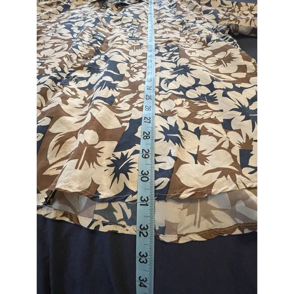 Lord &Taylor Men's XL Silk Hawaiian Camp Shirt Button Down Floral Blue Brown - Picture 12 of 12